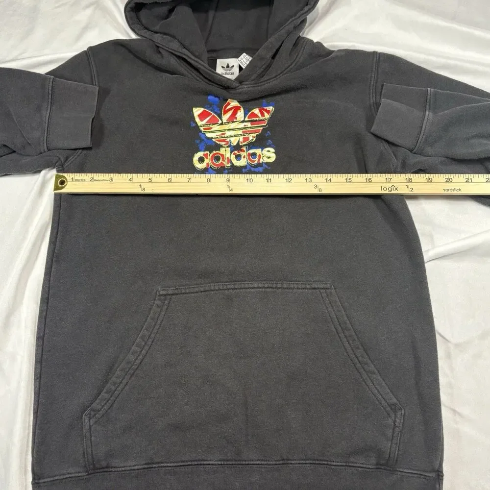 Adidas Youth XL (16-17) Graphic Cloudy Trefoil Pullover Hoodie Sweatshirt Black